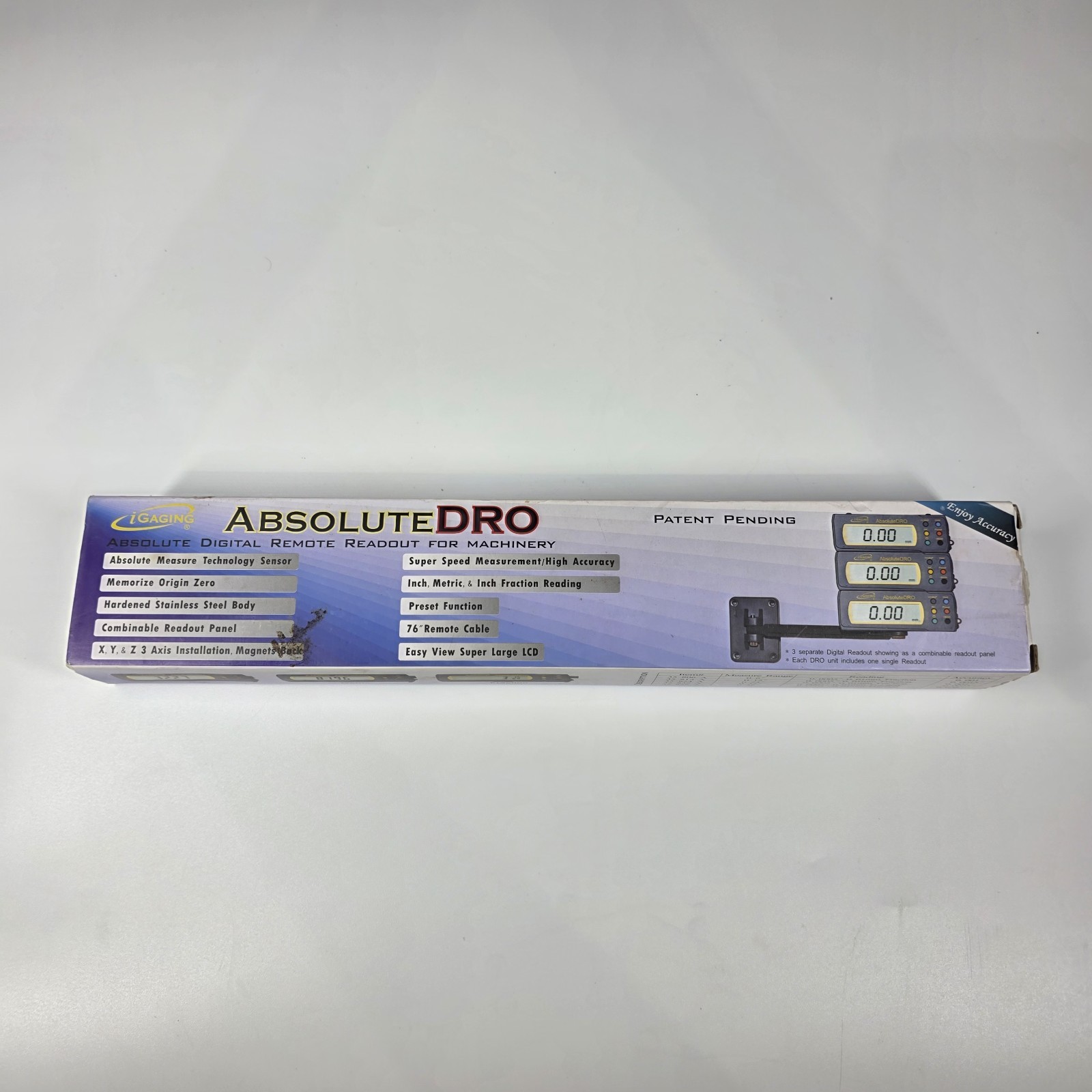 NEW iGaging Absolute DRO Digital Read Out Stainless Steel Beam 3 Sep Read Outs