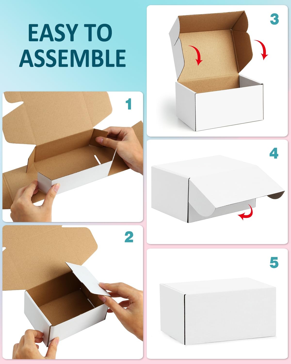Small Mailing Boxes 50 Pack 7x5x2 Inches White Cardboard Shipping Supplies
