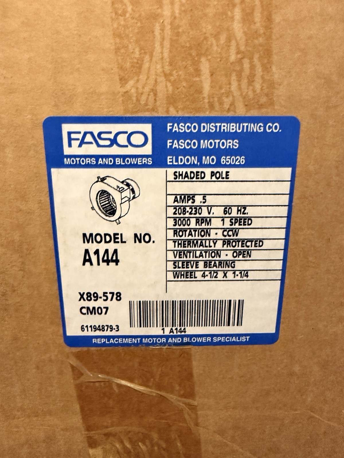 Fasco A144 York Furnace Draft Inducer (024-25395-000, 7021-6770) 208-230V