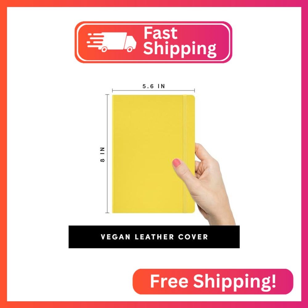 PAPERAGE Lined Journal Notebook, (Yellow), 252 Pages, Medium 5.6 in x 8 in – 100