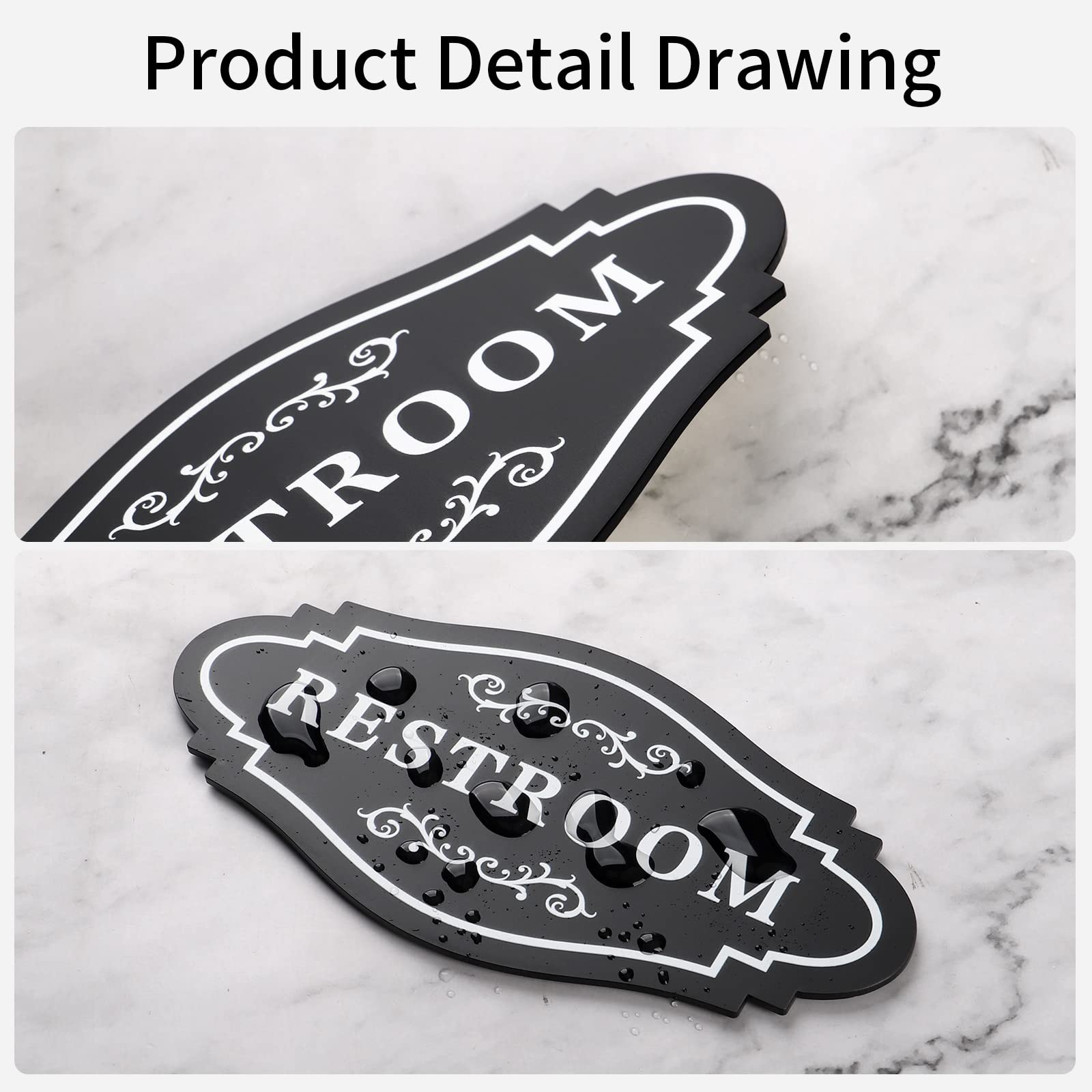 FXRN Restroom Sign,restroom signs for 4×8 inches, Black/White