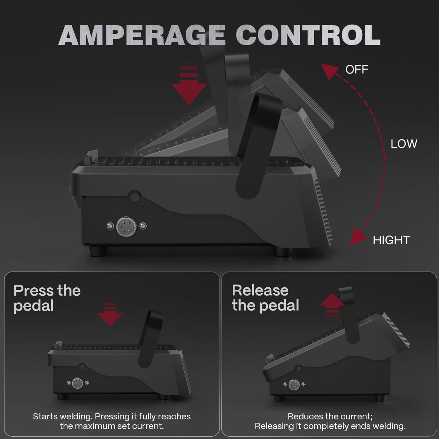 TIG Welding Foot Pedal, 5-Pin Remote Amp Control, Wider Contact Area & Strap Des