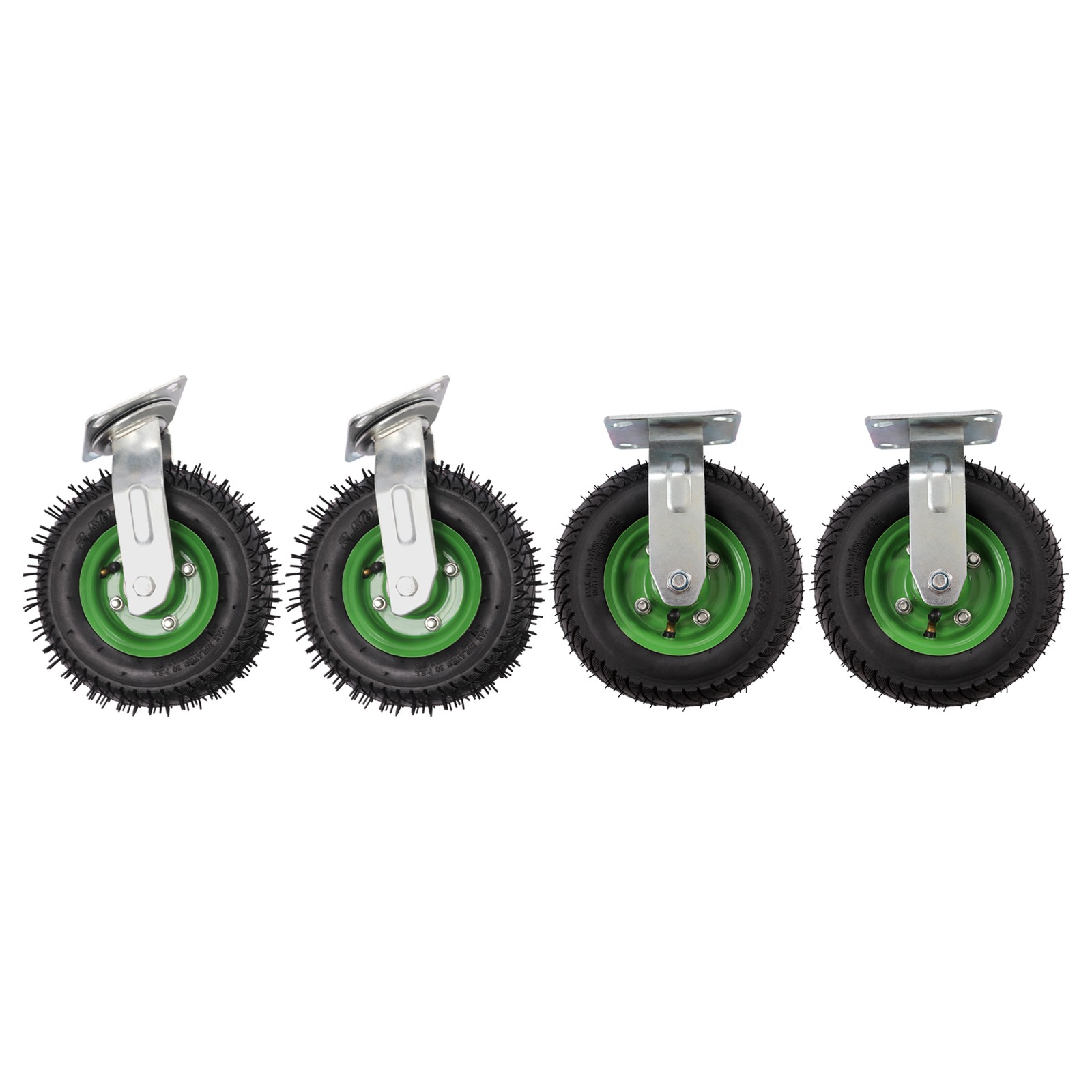 4Pcs 8″ Pneumatic Air Tire 2 Rigid + 2 Swivel Wheel HD Farm Cart Caster Large