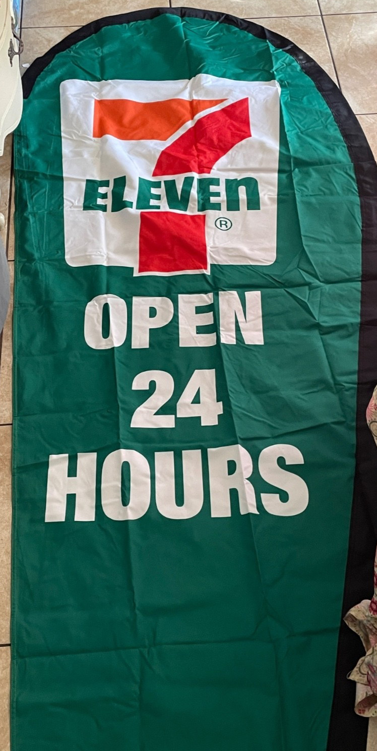 7-ELEVEN OPEN 24 HOURS BOTH SIDE PRINTED 12FT. Feather Banner – FLAG ONLY