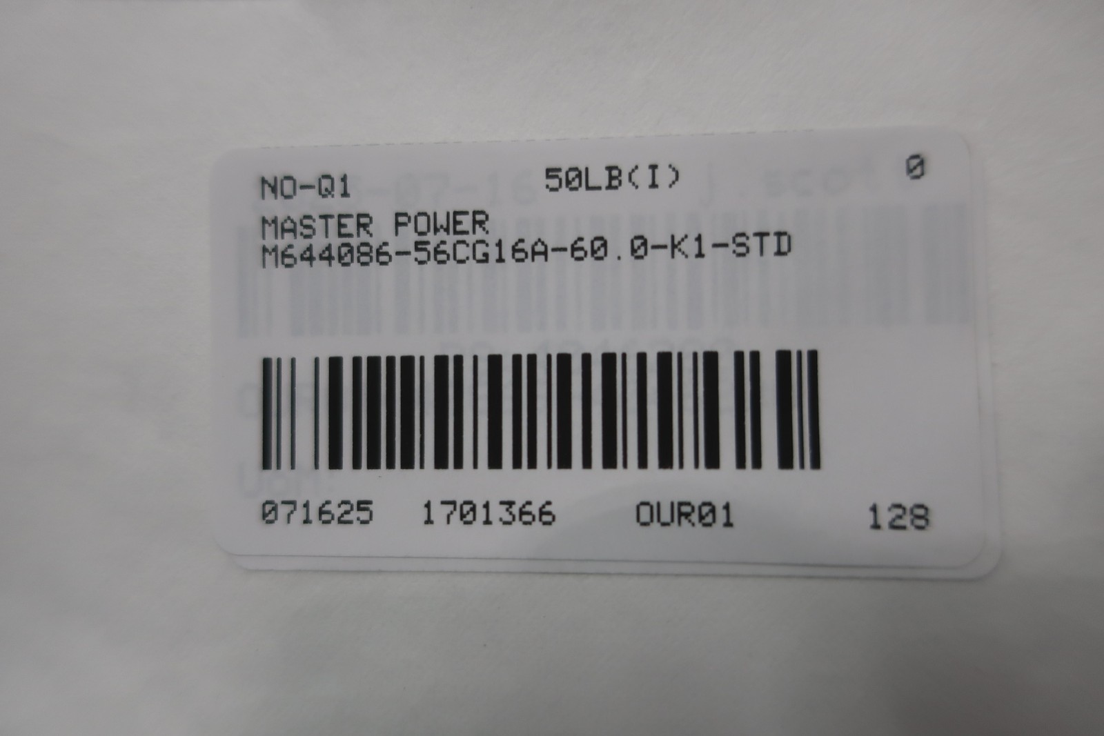 Master Power M644086-56CG16A-60.0-K1-STD Right Angle Gear Reducer 1.4hp 60:1