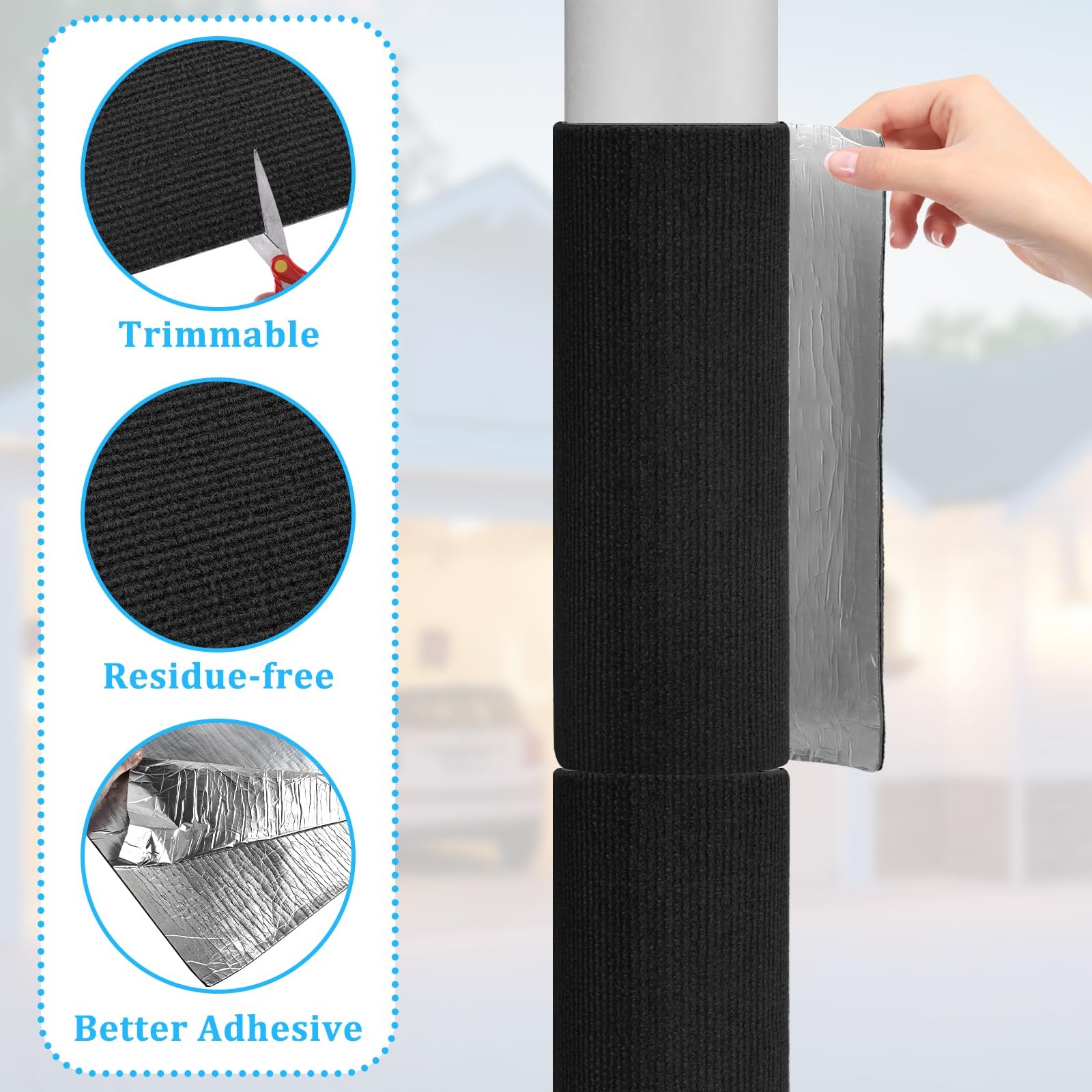 4Pcs Self-Adhesive Basement Pole Wrap,24*12 Inches Garage Padding Beige