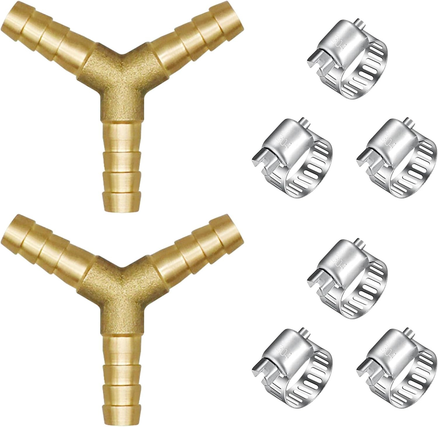 1/4” Hose Barb Fitting Y Shaped 3 Way Union, Brass Barbed Splitter Splicer Ad…
