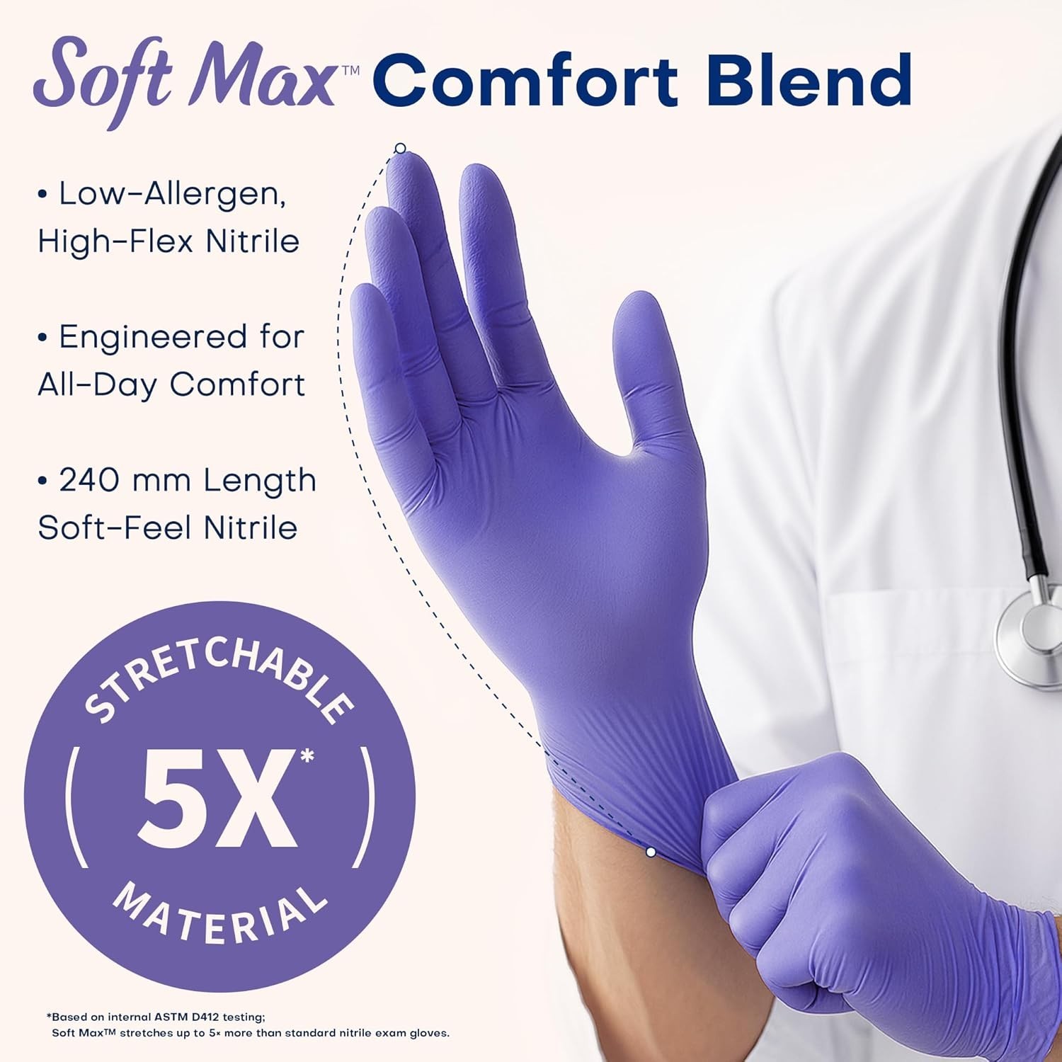 Durable Soft Max Nitrile Gloves – 100 Ct, Perfect for Medical & Cleaning Use