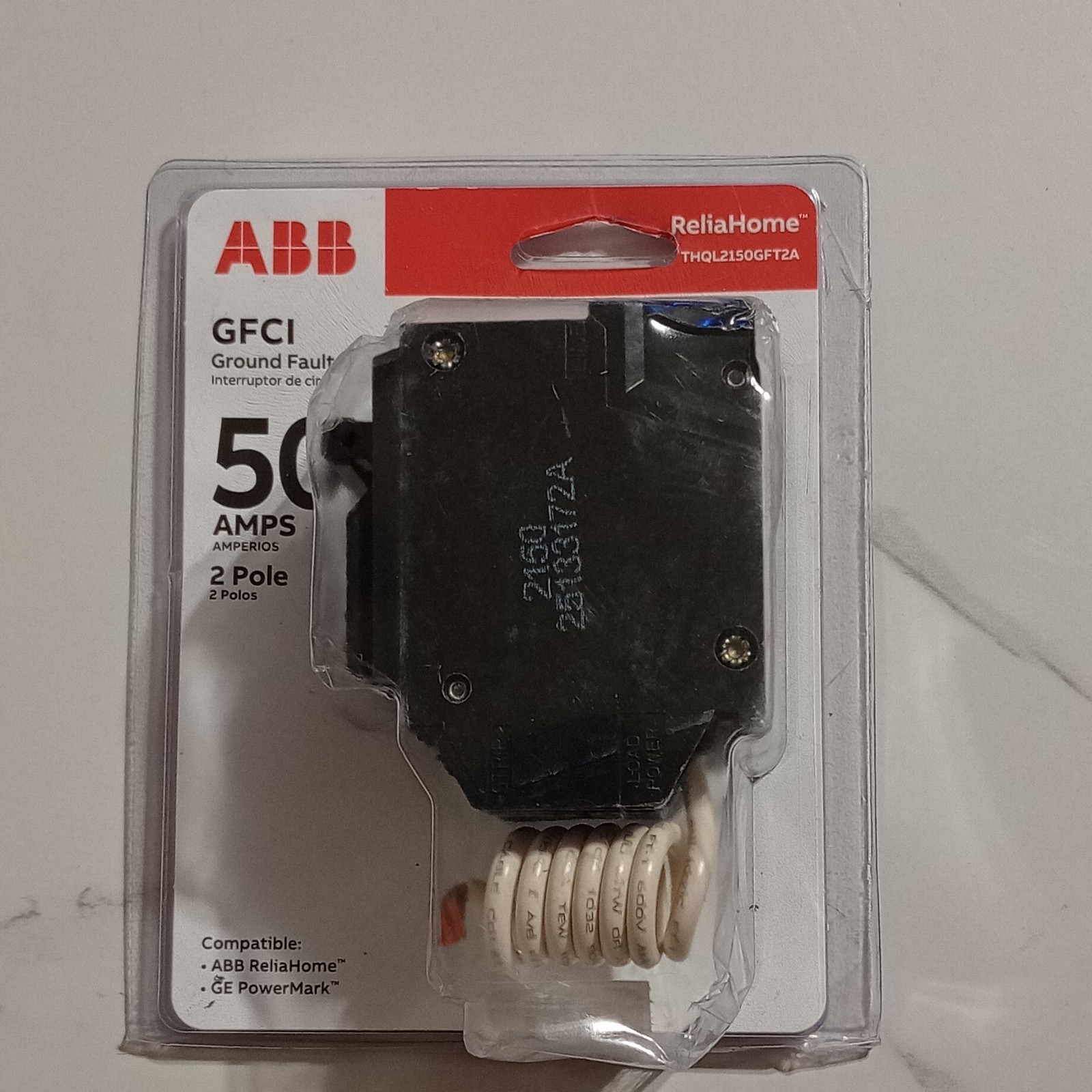 ABB ReliaHome 50A 2-Pole 120/240V GFCI Self-Test Pigtail THQL2150GFT2A