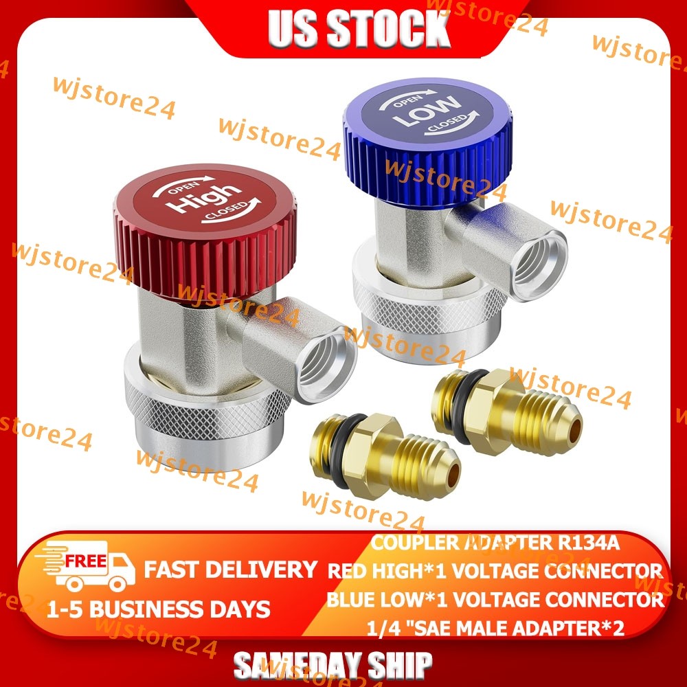 2Pack R134A Quick Connector Adapter Coupler Auto AC Manifold Gauge Low/High HVAC