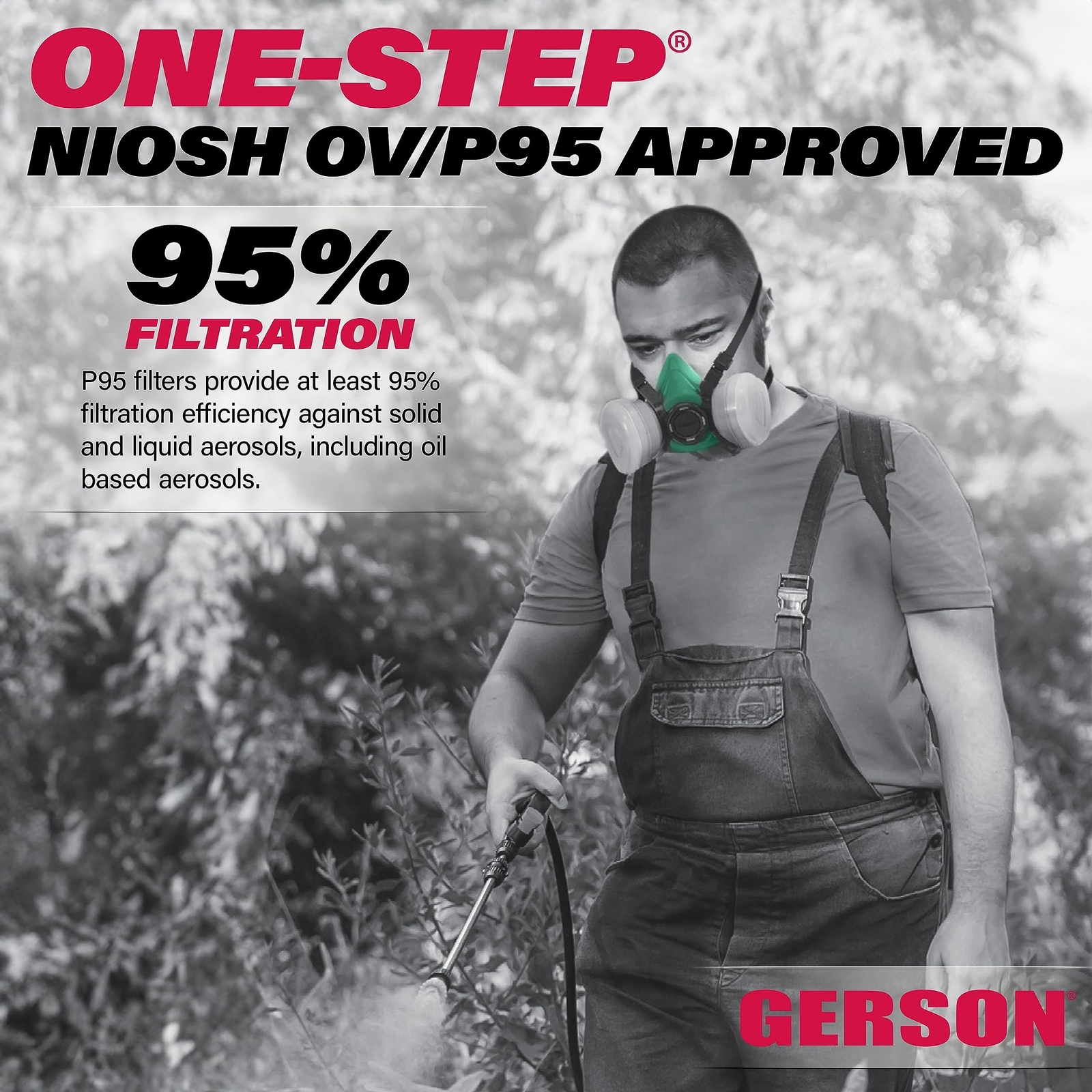 GERSON NIOSH 8211 One Step Disposable Half Mask Respirator OV/P95 Medium