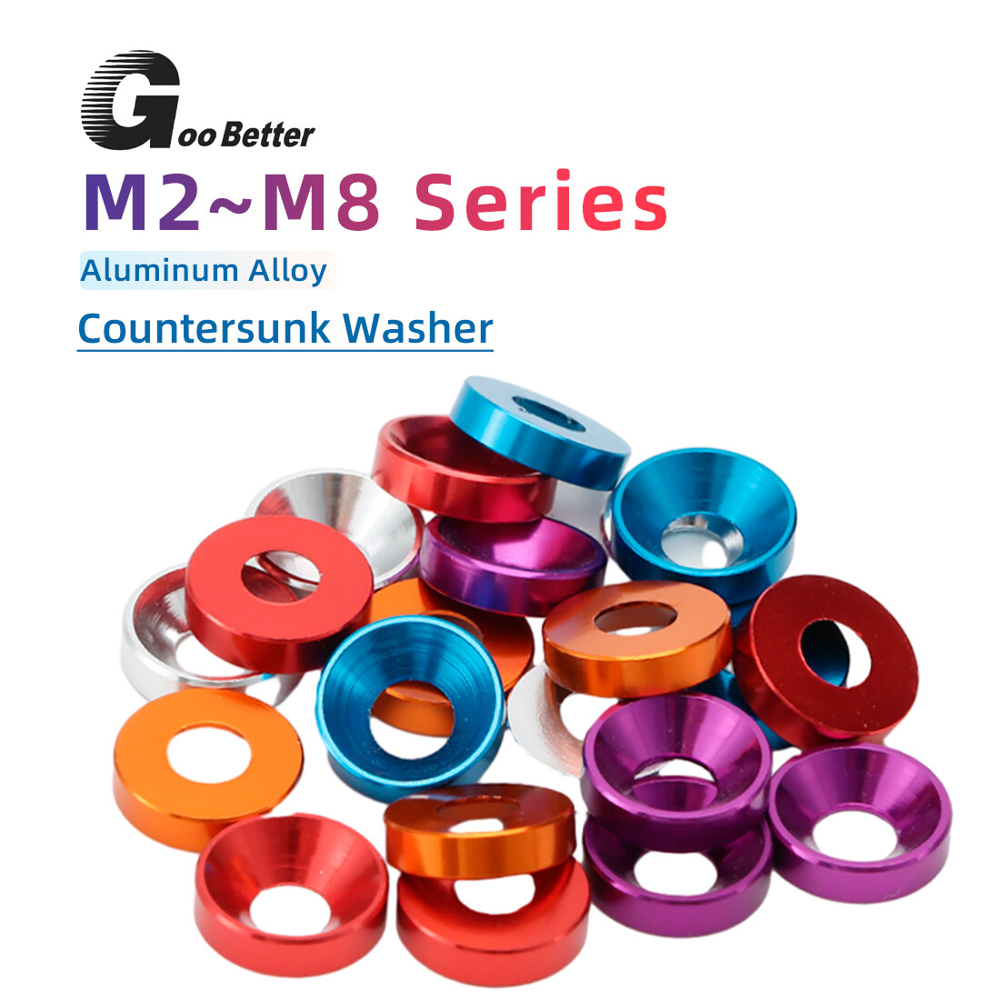M2 M3 M4 M5 M6 M8 Aluminum Alloy Anodized Countersunk Head Bolts Washers Gasket