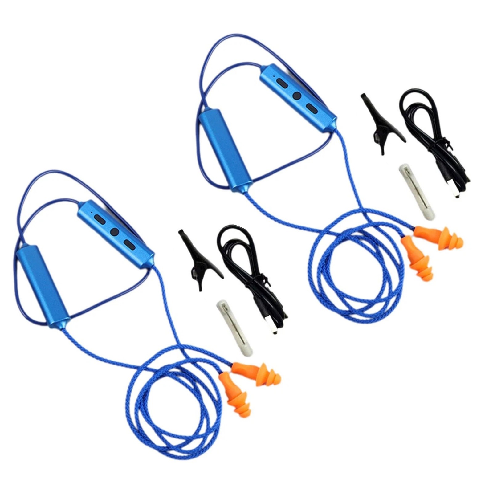 2-Set Blue Bluetooth Ear Plugs, Noise-Isolating for Work & Hearing Protection