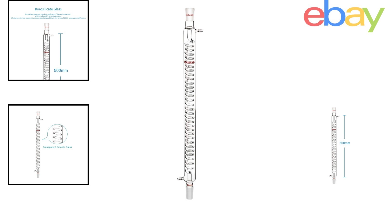 Graham Condenser with 24/40 Joint and 500mm Length for Chemistry Applications