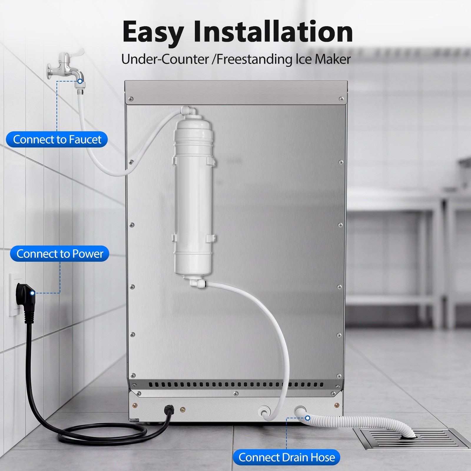 Zomagas 80lbs Commercial Ice Machine 32Cube 14Min 18lbs Storage Auto Clean Timer