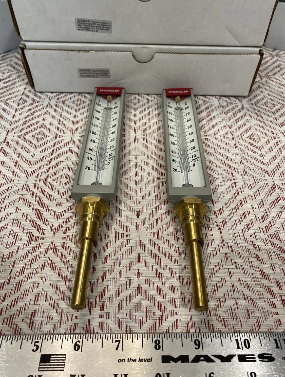 NEW QTY:2 Weksler Glass Thermometer 0-80 Degrees Celsius, 20-180 Fahrenheit 10”