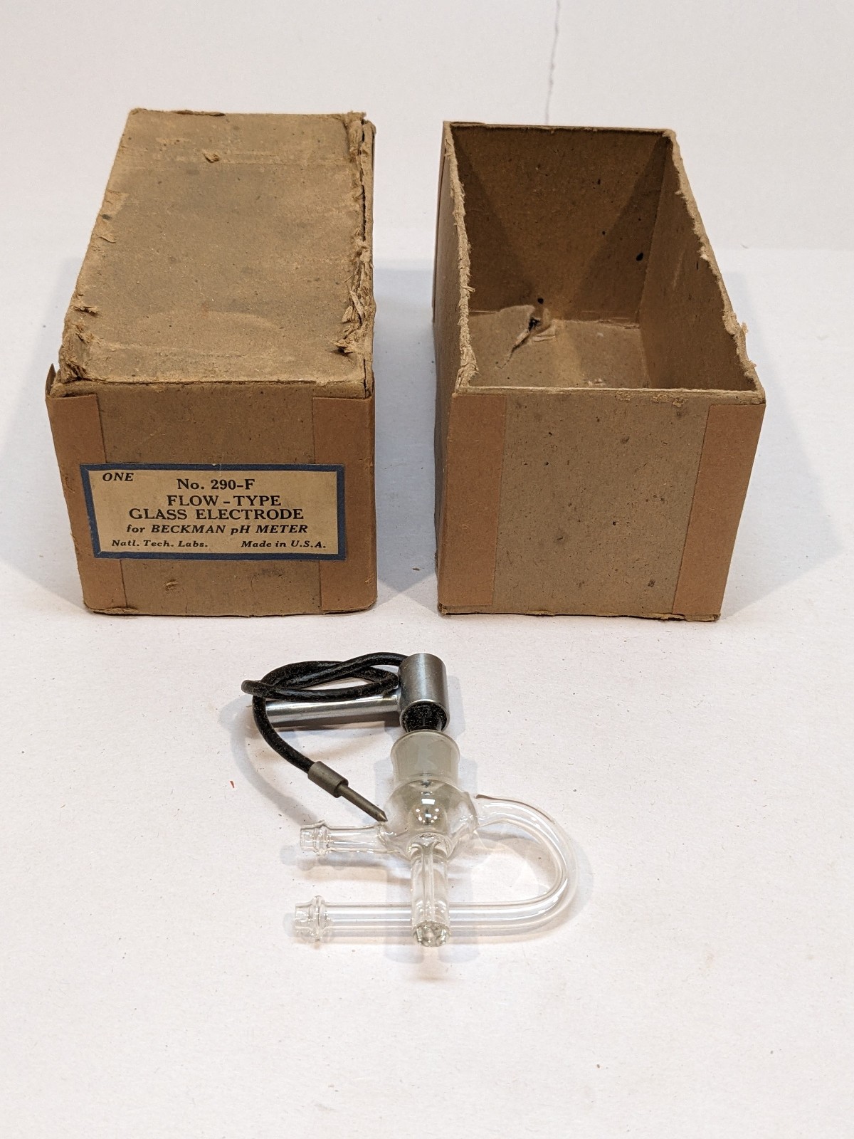 Beckman 290-F Flow Type Glass pH Electrode Natl Tech Labs Vintage USA