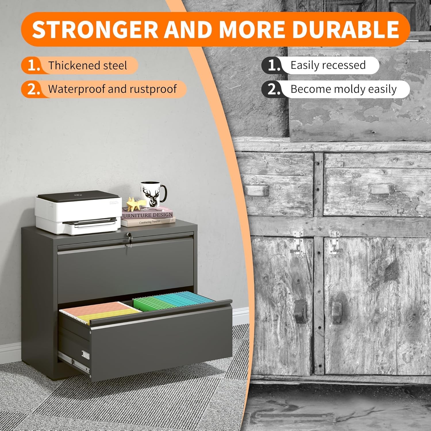 Assembly Required, Locking File Cabinet Drawer Heavy Duty Large Metal Filing