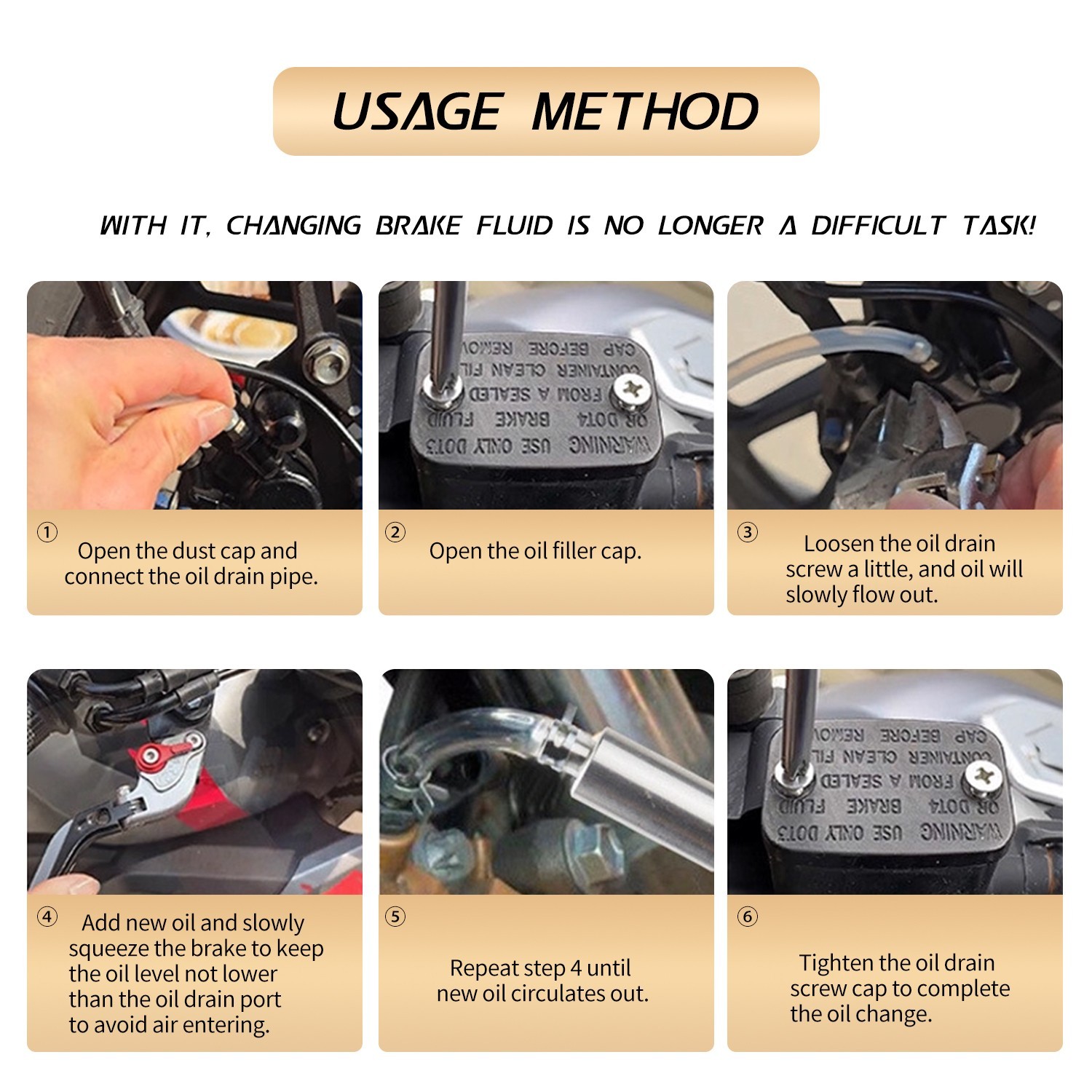 Brake Bleeder Hose- One Way Check Valve Tube Bleeding Tool for Motorcycle Clutch