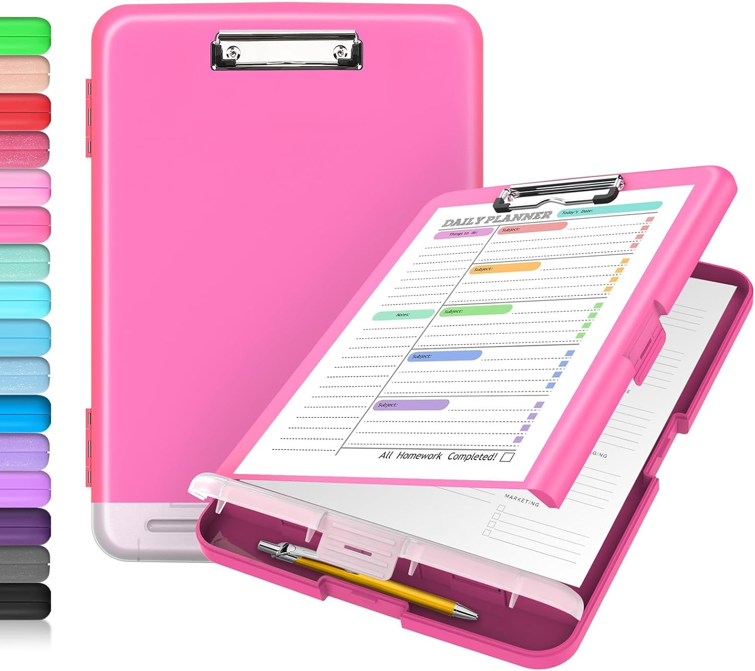 Sooez Clipboard with Storage, Clip Board 8.5 10″W x 1-1/4″D x 14-1/2″H, Black