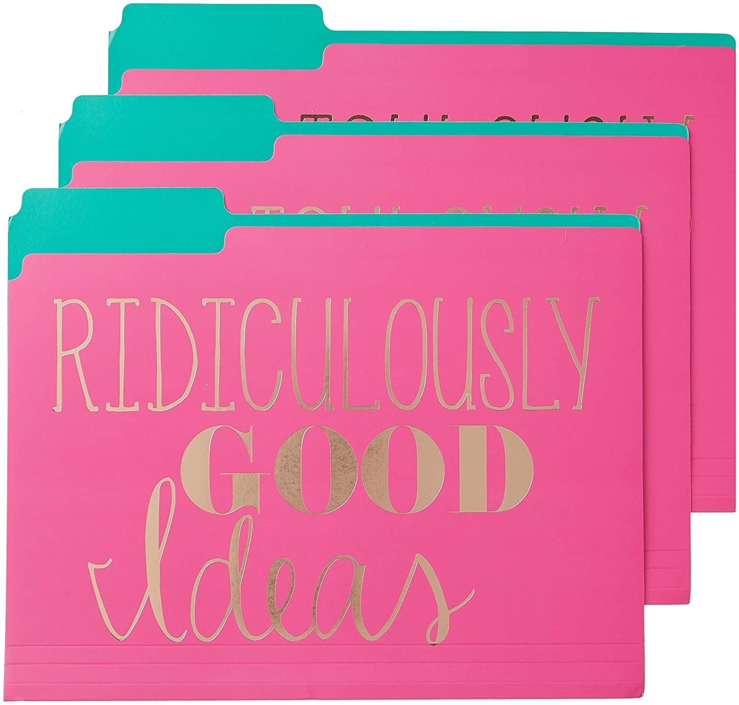 Decorative File Folders Set of 9 Gold Brilliant Thoughts Good Ideas