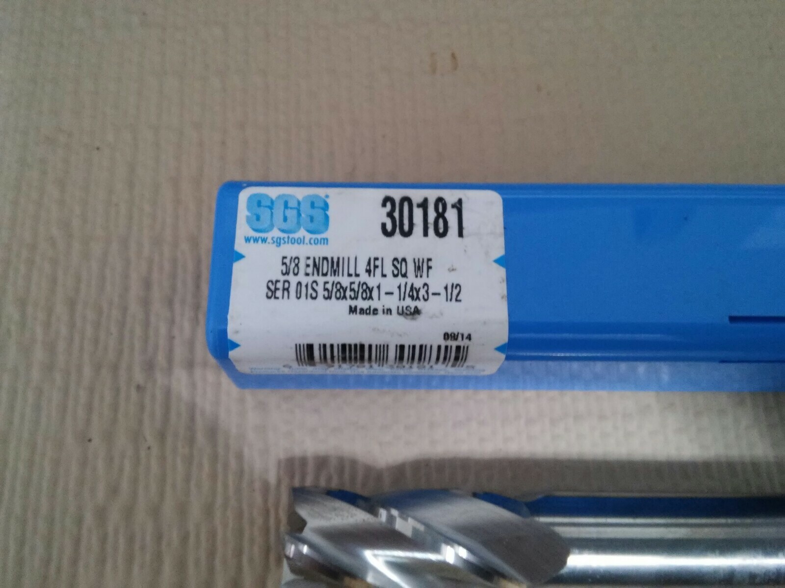 5/8 x 5/8 x 1-1/4 loc. 3-1/2 oal.4Fl. SGS 30181 CARBIDE END MILL USA