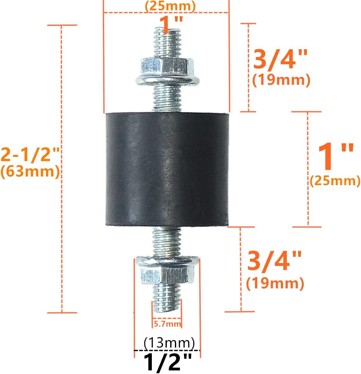 4Pcs 25 X 25Mm Rubber Mounts Rubber Vibration Isolator Mounts Shock Absorber wit