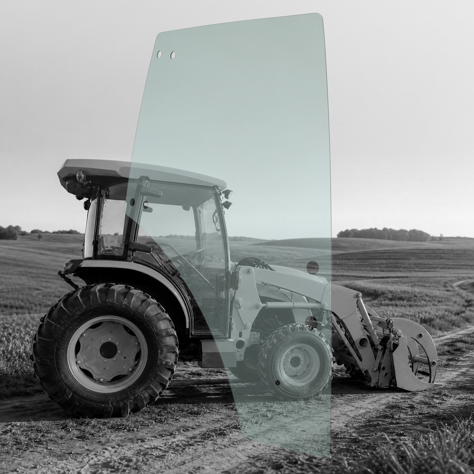 Tempered Glass RH Cab Door Window Glass for Kubota Tractor MODP000006651