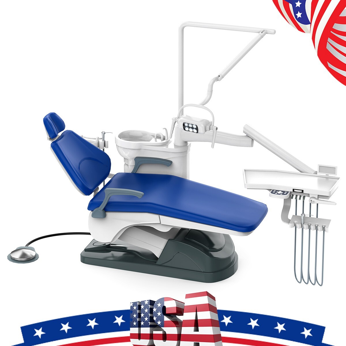 FDA Dental Unit Chair Computer Controlled Motor PU Hard Leather & Doctor Stool