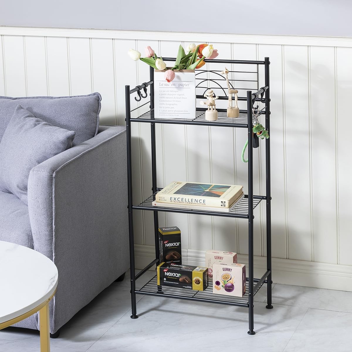 L&H UNICO 3-Tier Free Standing Wire Rack Durable Metal 3 Tier Shelf, Black