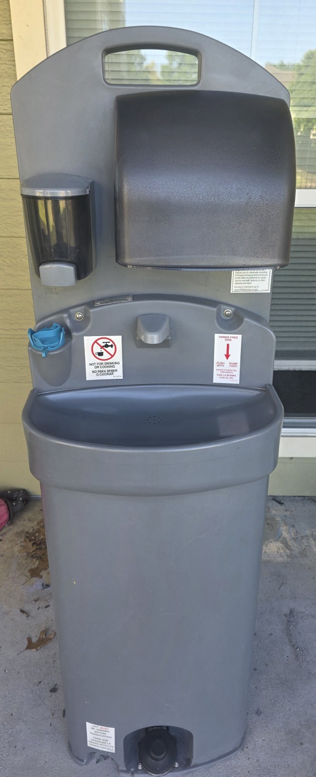 Uline Portable Hand Wash Station Gray Cabinet Assembly, Model H-8883