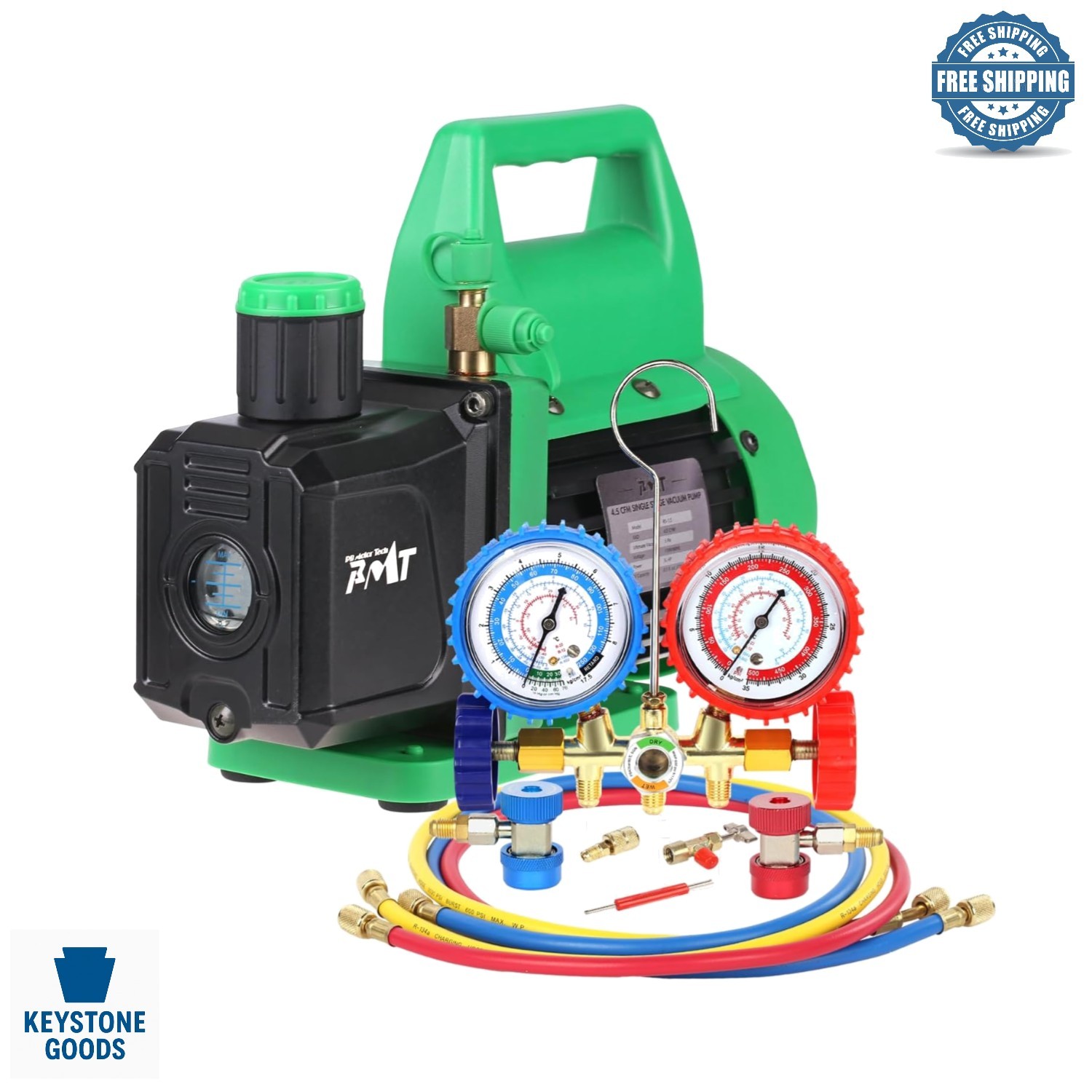Professional Vacuum Pump & Gauge Set for R134A, R12, R22, R502 – Refrigerant …