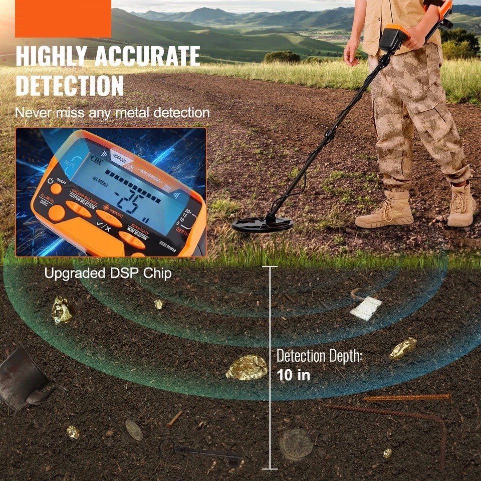 Metal Detector for Adults Professional Gold Detector 10 in IP68 Waterproof