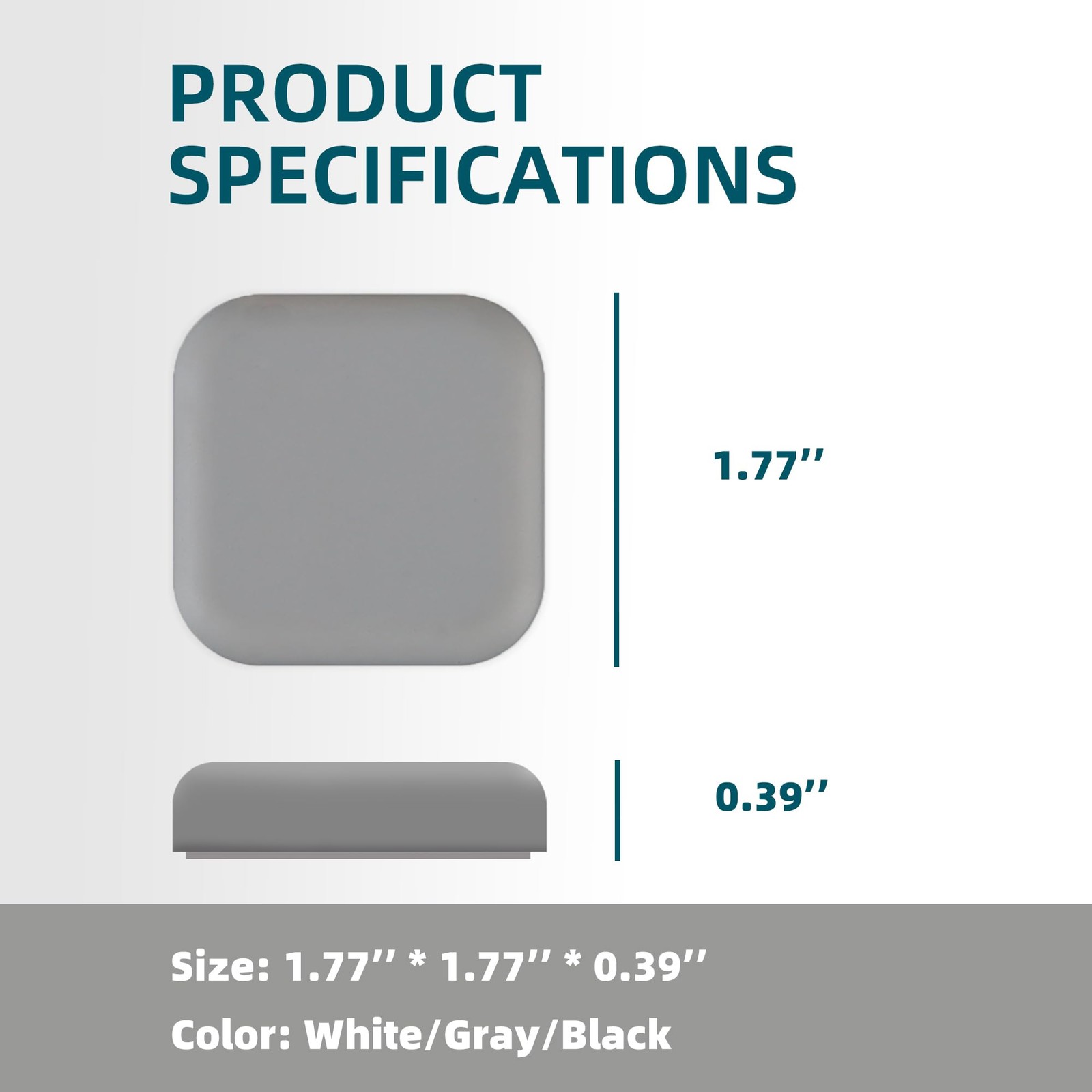 6 Pcs White Silicone Door Stoppers Wall Protectors 1.77 Inch Square