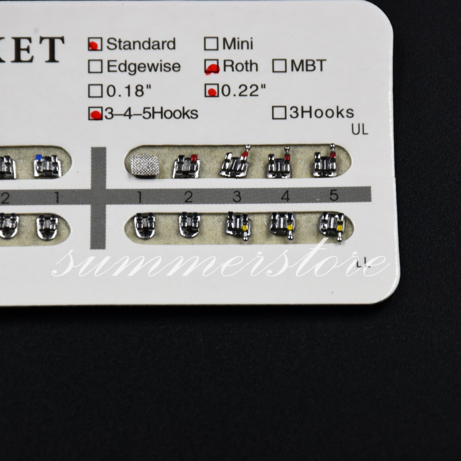 Dental Ortho Bracket Braces Mini/Standard 018/022 Roth/MBT/Edge No/3/345 Hooks
