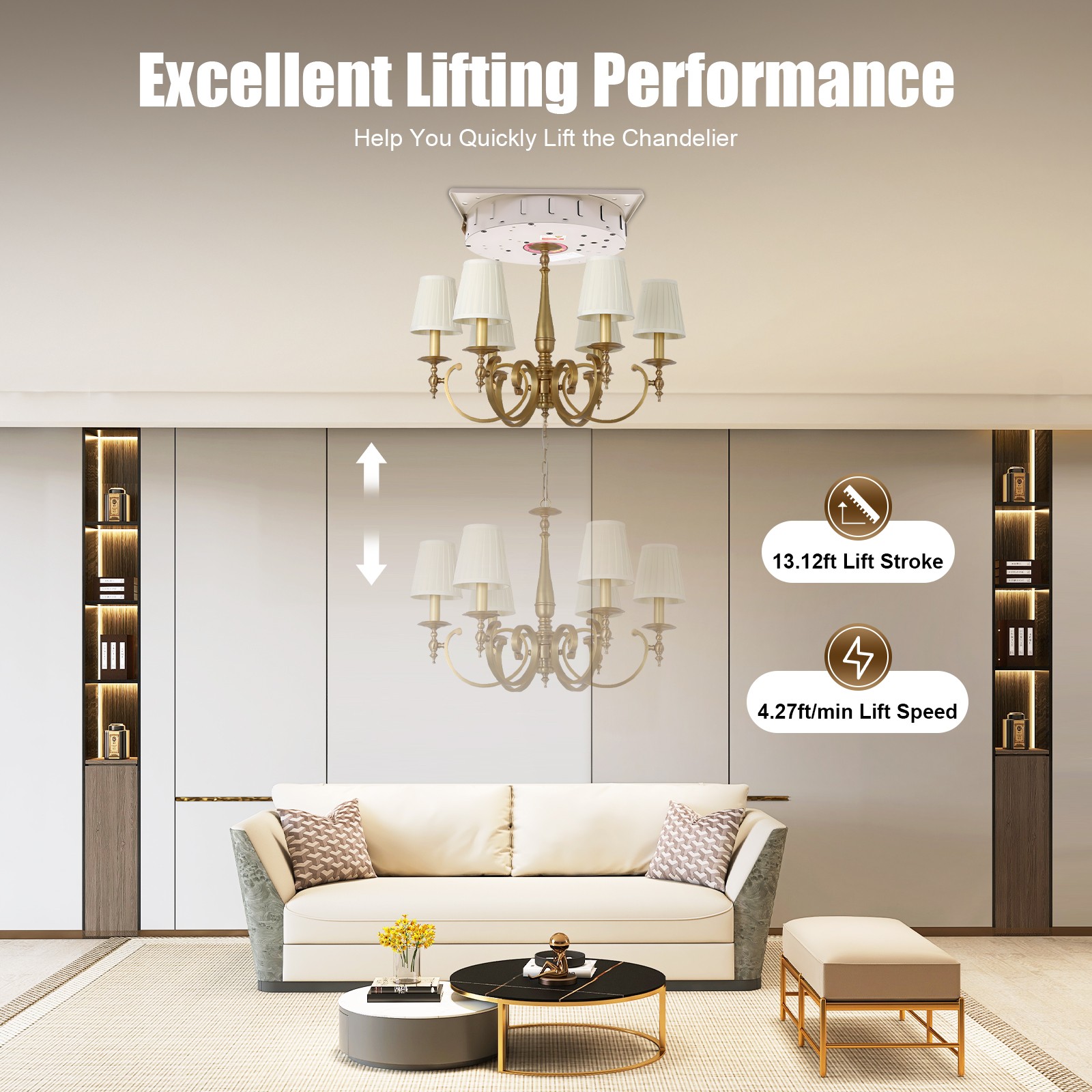 Chandelier Lifter Electric Motor Pendant Lamp Hoist Lifting System 50kg/110lbs