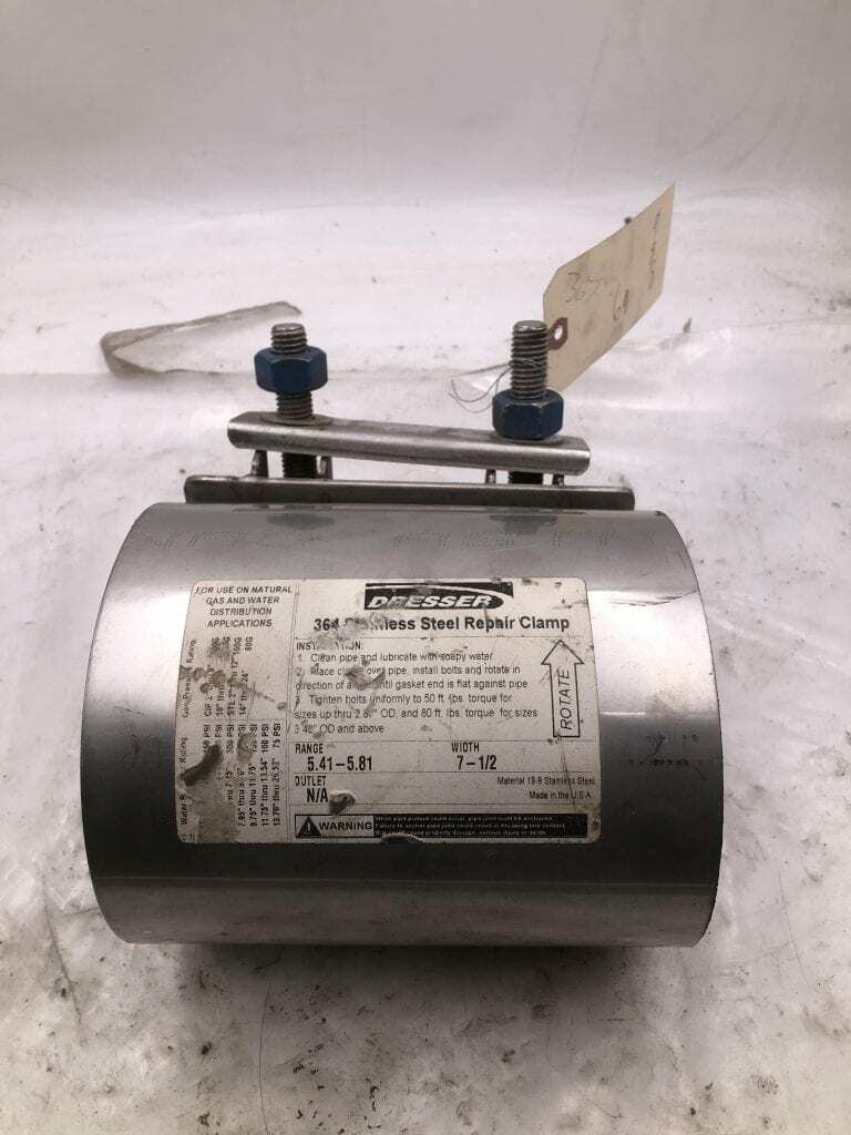 Dresser 364 Stainless Steel 7-1/2″ Repair Clamp 5.41-5.81