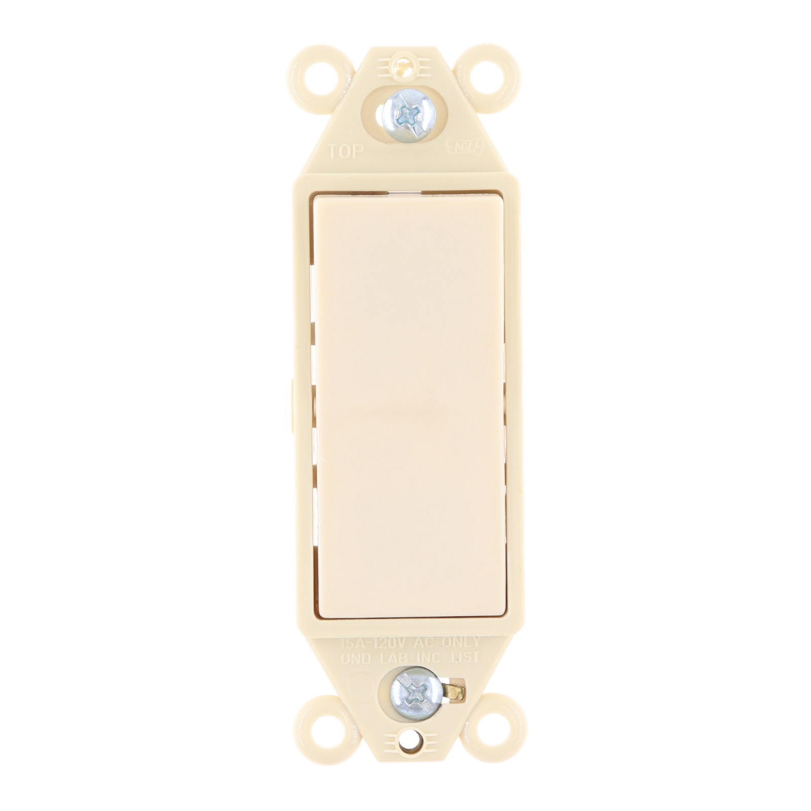 EAGLE 6301V-BOX FRAMED DECORATOR ROCKER SWITCH, 1-POLE 15A 120V, IVORY (10-PACK)