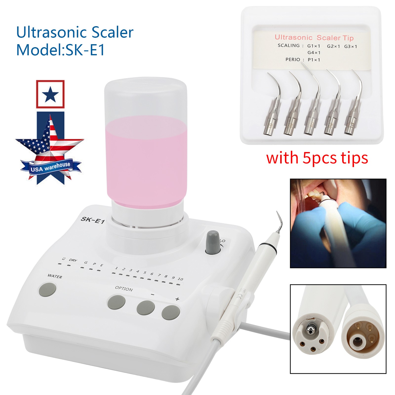 For Cavitron Dental Portable Ultrasonic Piezo Scaler+2*Bottles fit EMS Handpiece
