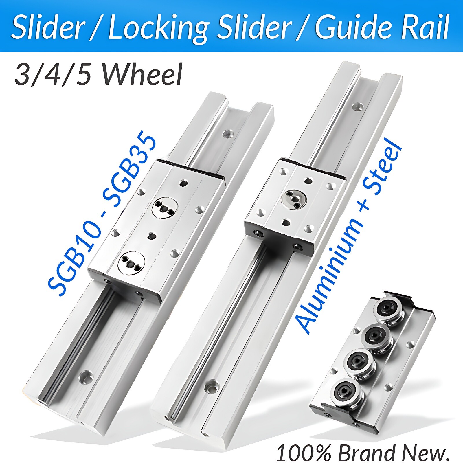 Built-In Dual-Axis Linear Rail Guide and Lock Sliders SGB10-SGB35 3/4/5 Wheel