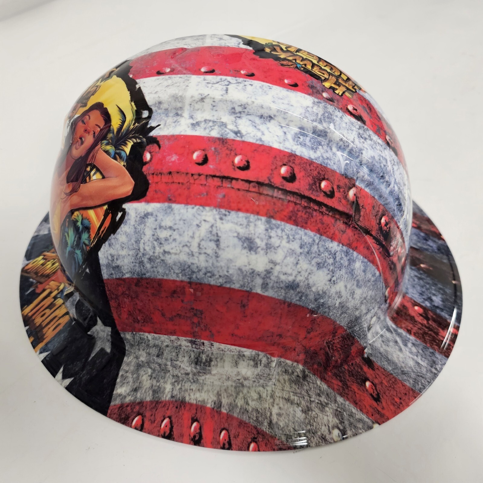 full brim hard hat custom hydro dipped IN HAWK TUAH SPIT ON THAT THANG USA ED