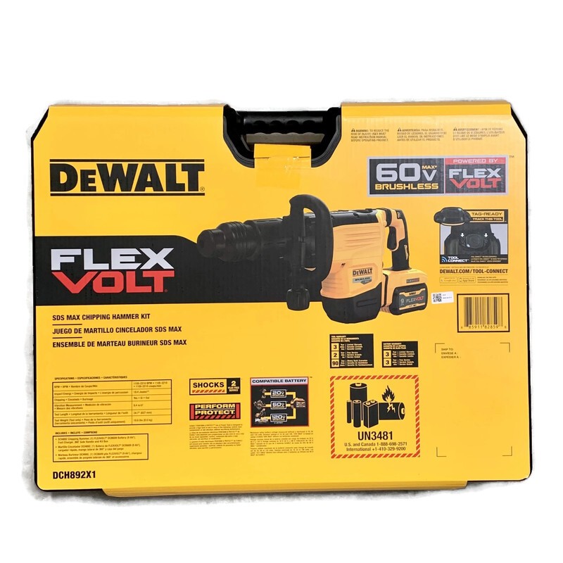 DEWALT DCH892X1 60V MAX 22-lb Cordless SDS MAX Chipping Demolition Hammer Kit