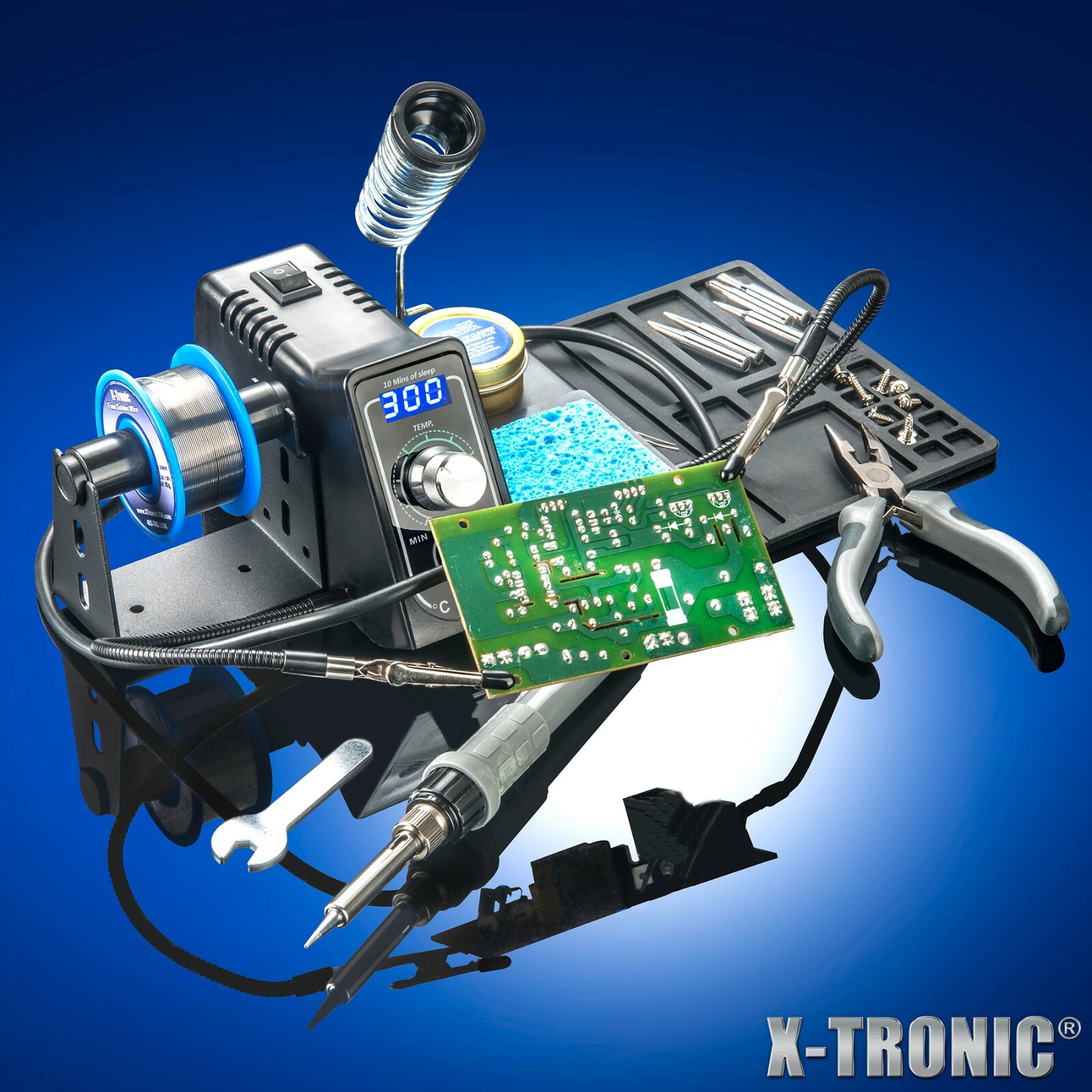 X-Tronic #3020-XTS-ST 75W Digital LED Soldering Iron Station Kit w/ 5 Extra Tips