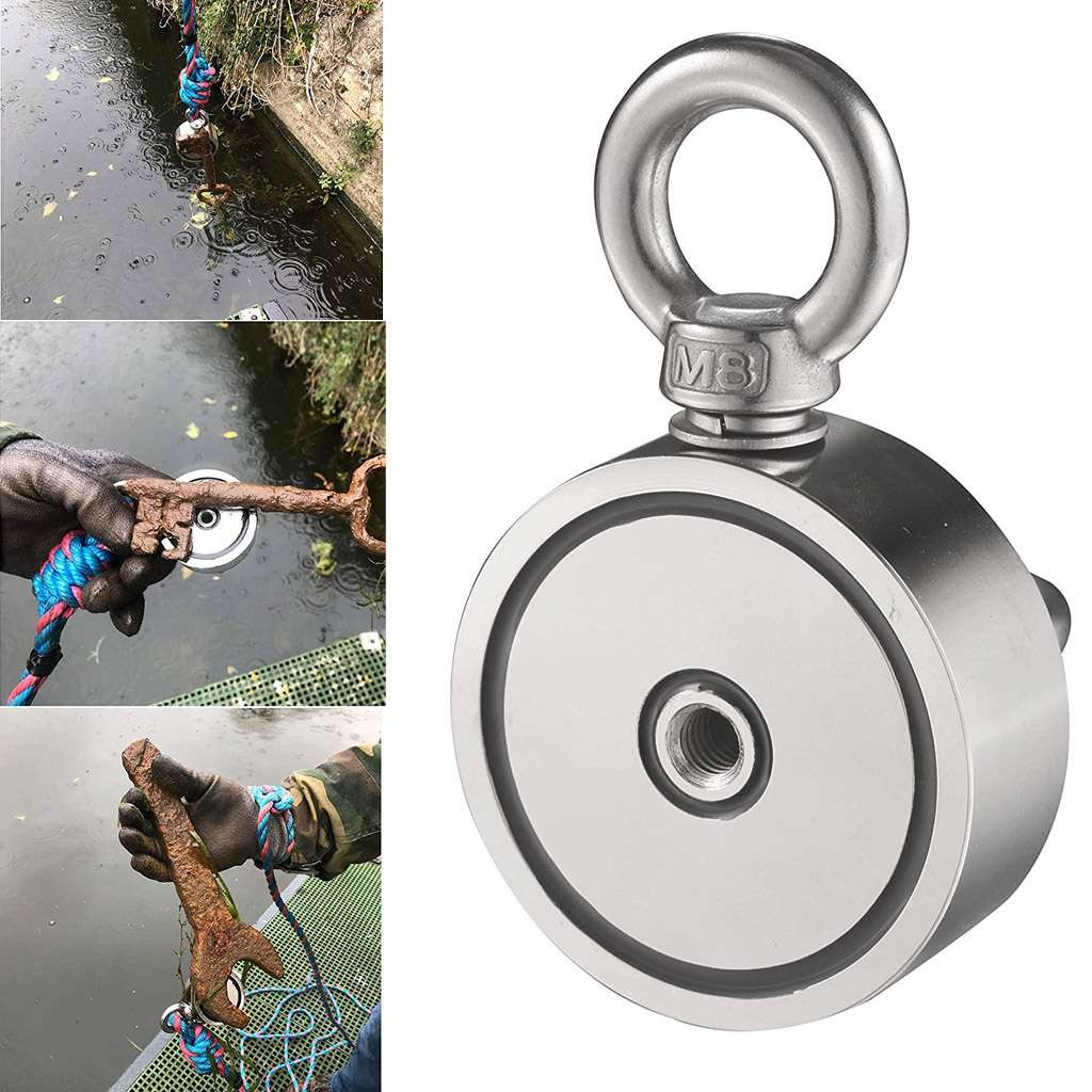 UP TO 1300LBS Fishing Magnet Pull Force Strong Neodymium Magnet / Carabiner Rope