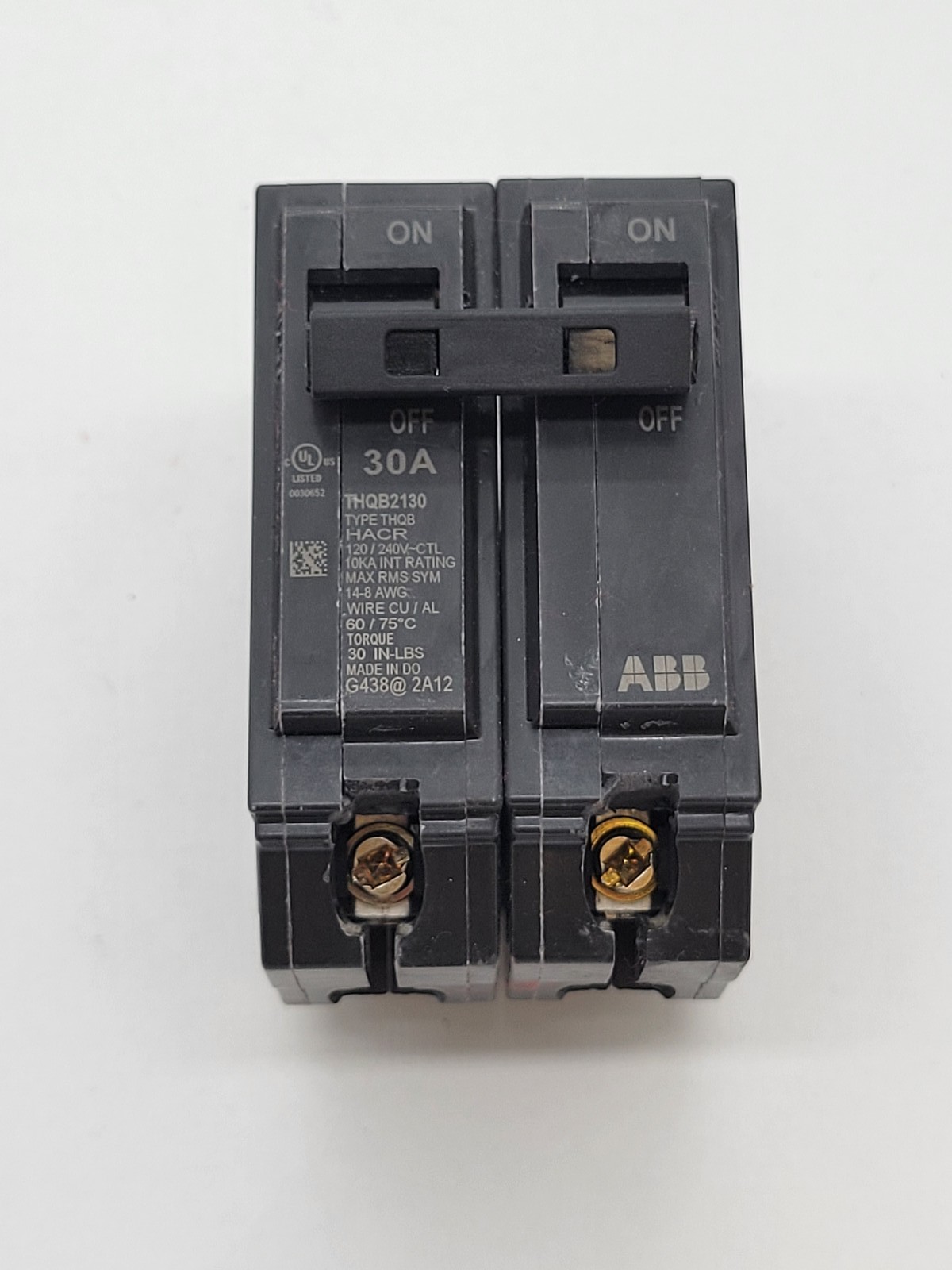 ABB THQB2130 Bolt-On Circuit Breaker 30A 3P 120/240V 10KA THQB NOS
