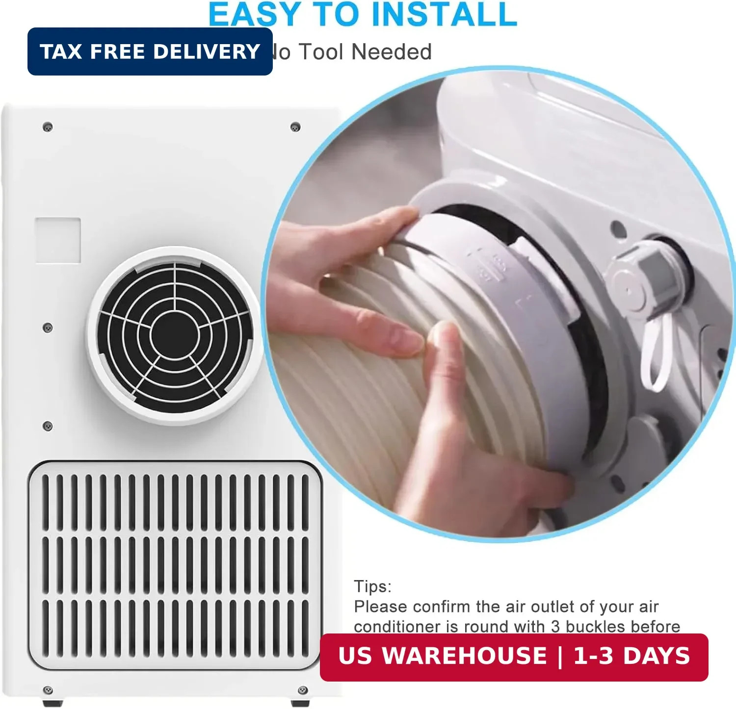 5.9 inch Portable AC Unit Air Exhaust Outlet Adapter, Connect the 5.9in Exhaust