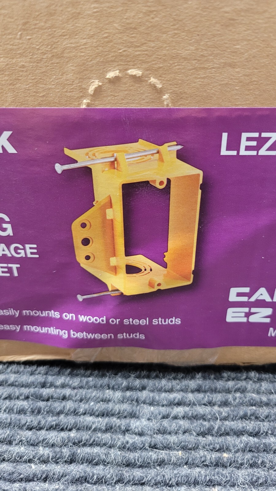 Box of 12 EZLV1-NWN, 1-Gang Orange Plastic New Work Interior Wall Electrical Box