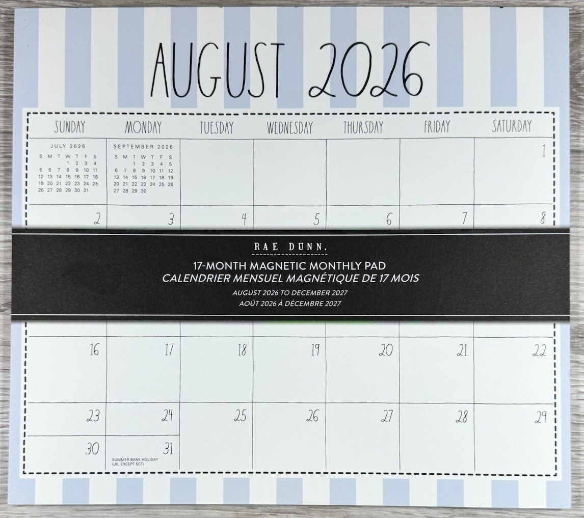 RAE DUNN 2026 2027 Magnetic 17 Monthly Pad Calendar Planner Blue Stripe 9.5×8.5″
