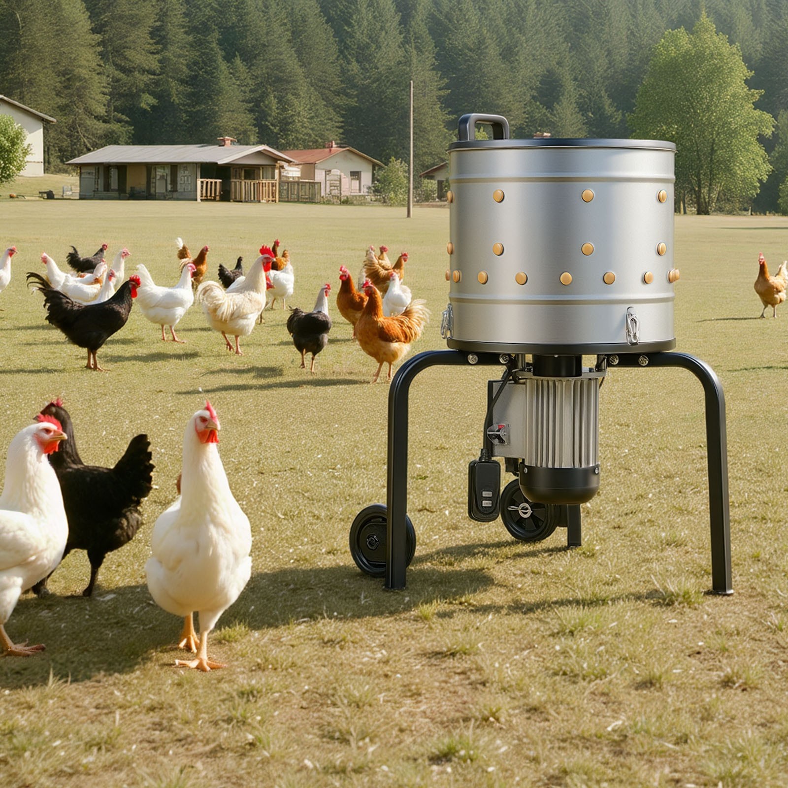 VEVOR 15.7″ Electric Chicken Plucker Machine 550W & 275RPM 114 Fingers & Wheels