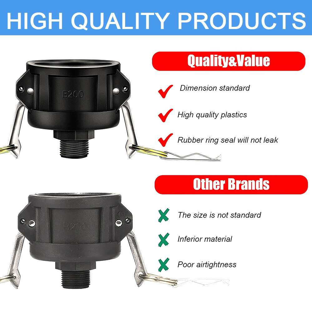 275 330 Gallon IBC Tote Water Tank Drain Adapter 2″Cam Lock for 3/4″ Garden Hose